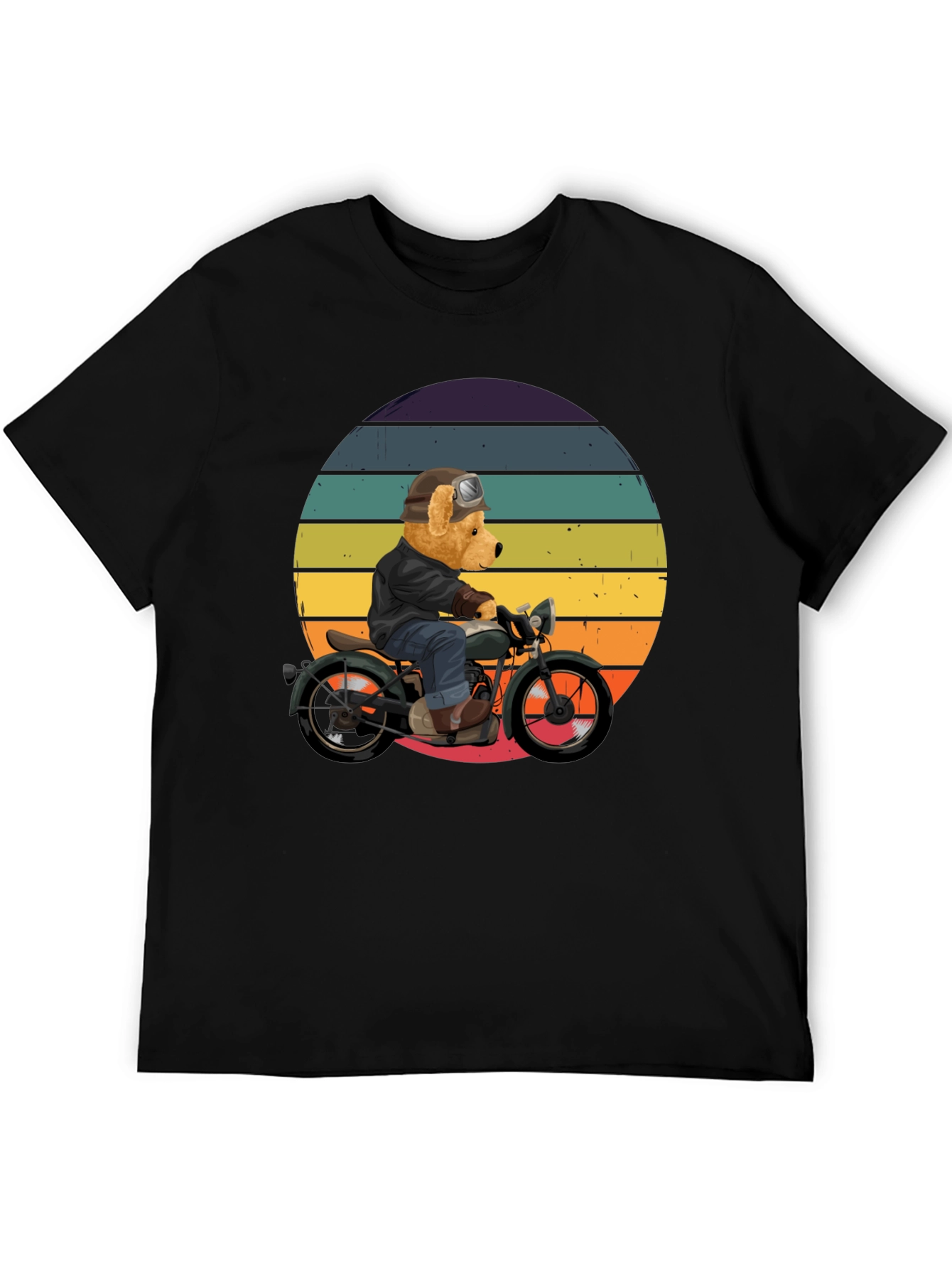 Bear Biker T-Shirt - Retro Motorcycle Design
