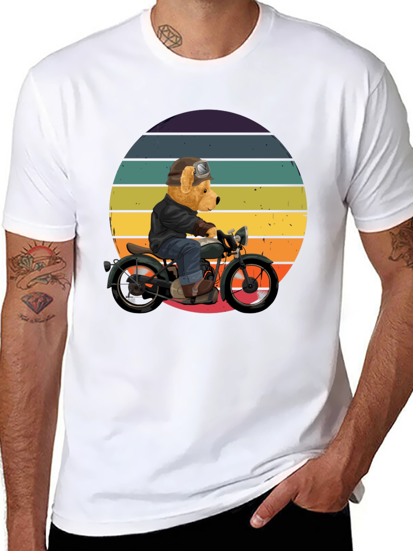 Bear Biker T-Shirt - Retro Motorcycle Design