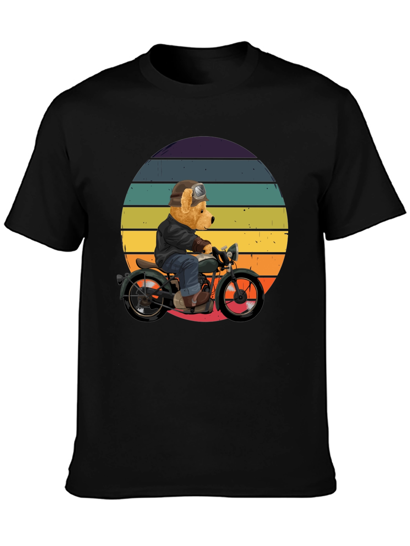 Bear Biker T-Shirt - Retro Motorcycle Design