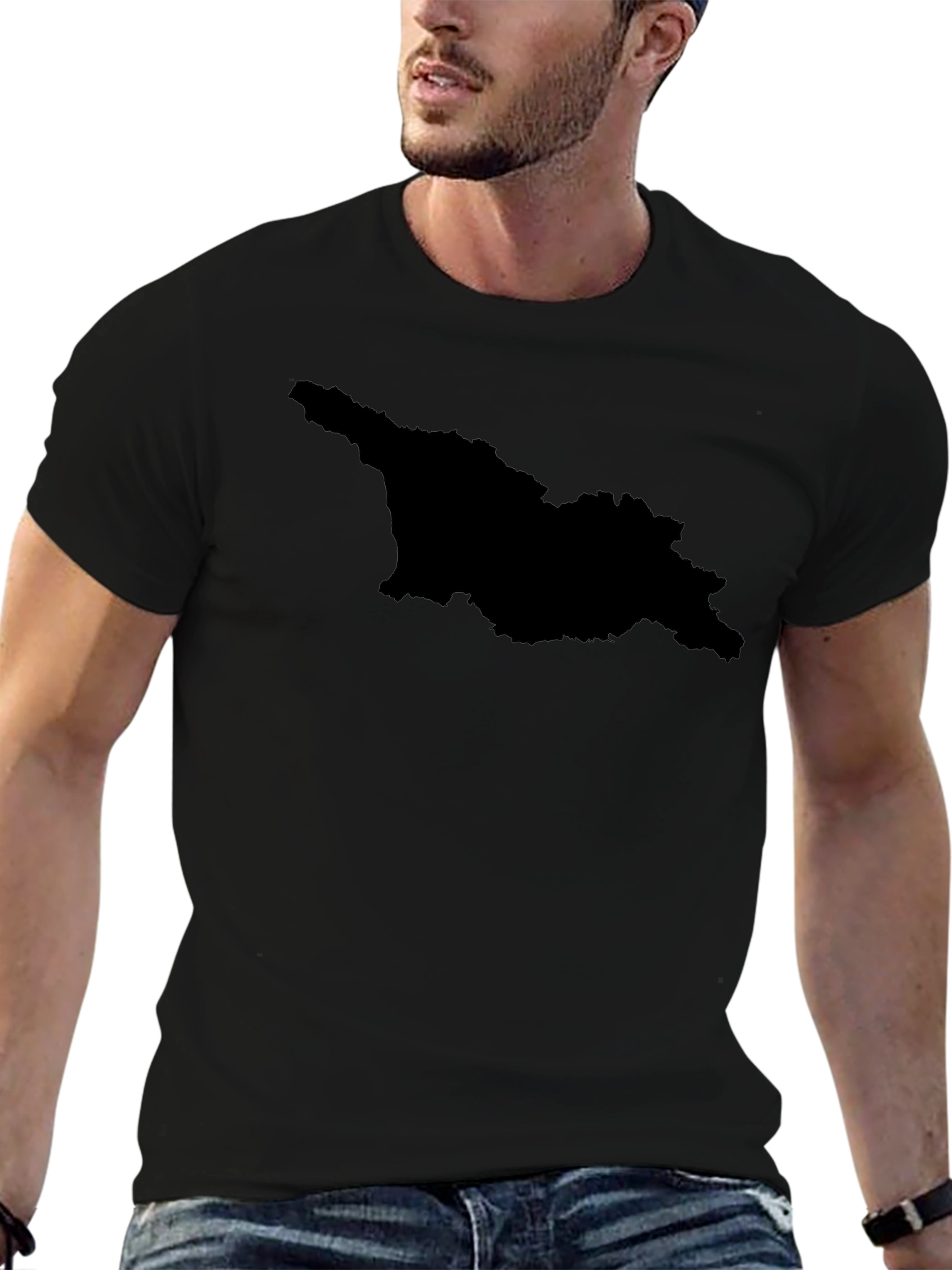 Georgia Map Silhouette T-Shirt - Black