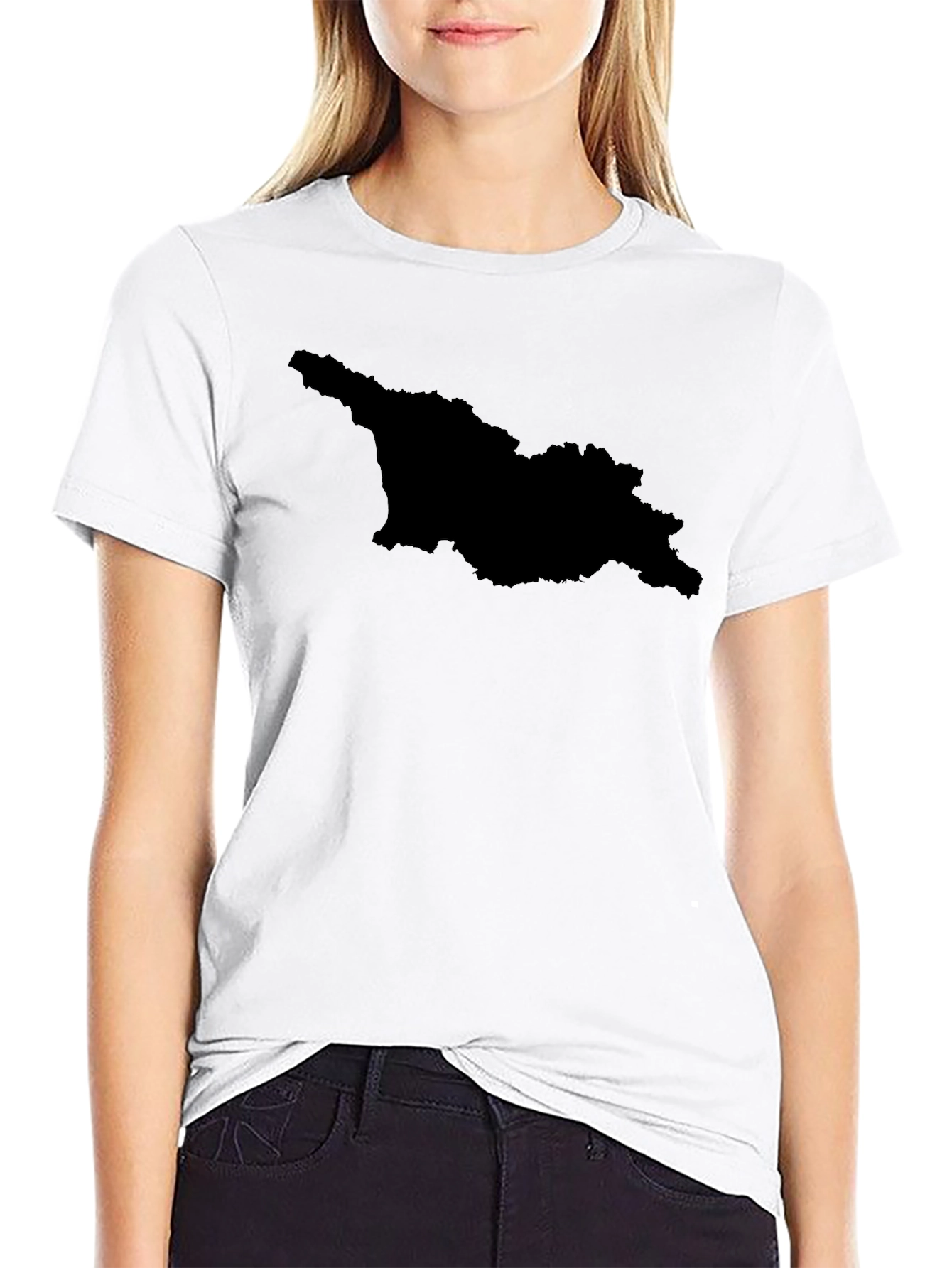 Georgia Map Silhouette T-Shirt - Black