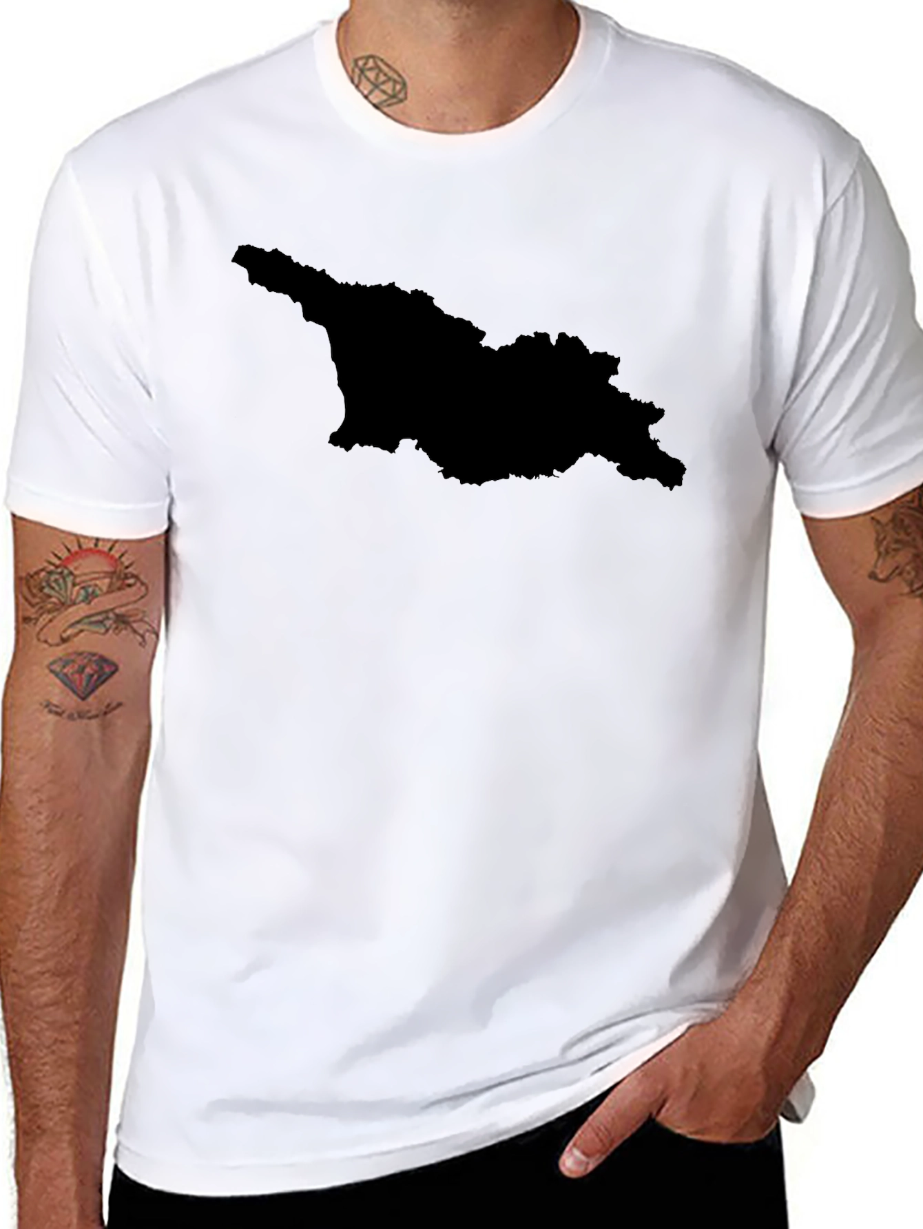 Georgia Map Silhouette T-Shirt - Black