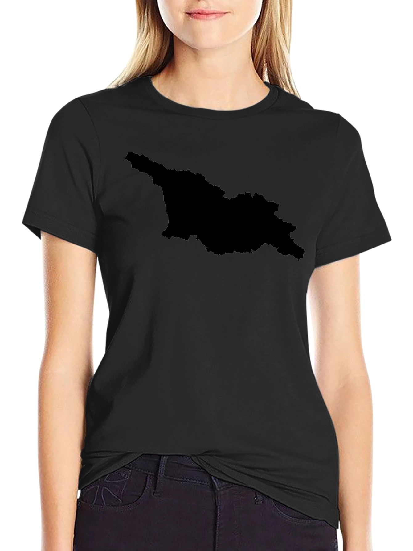 Georgia Map Silhouette T-Shirt - Black