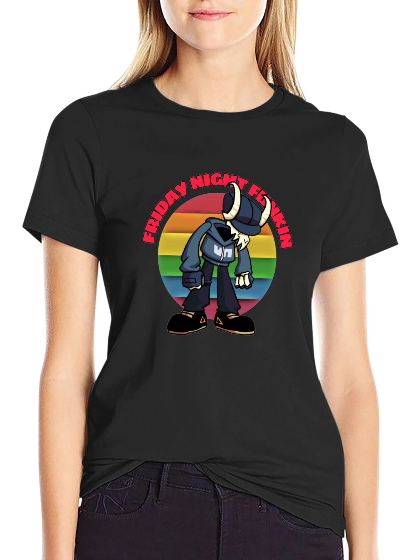 Friday Night Funkin Tabi Rainbow Graphic T-Shirt