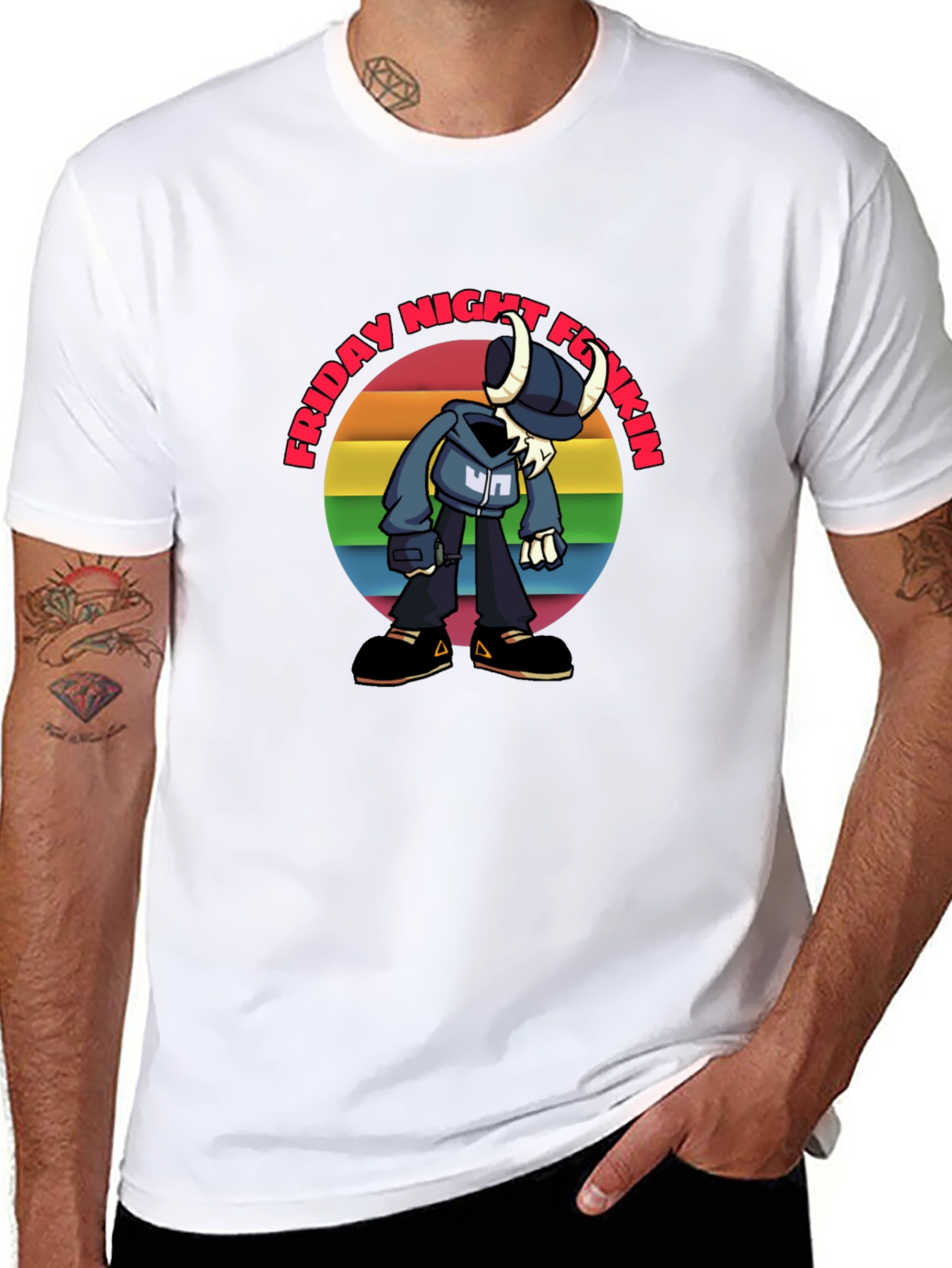 Friday Night Funkin Tabi Rainbow Graphic T-Shirt