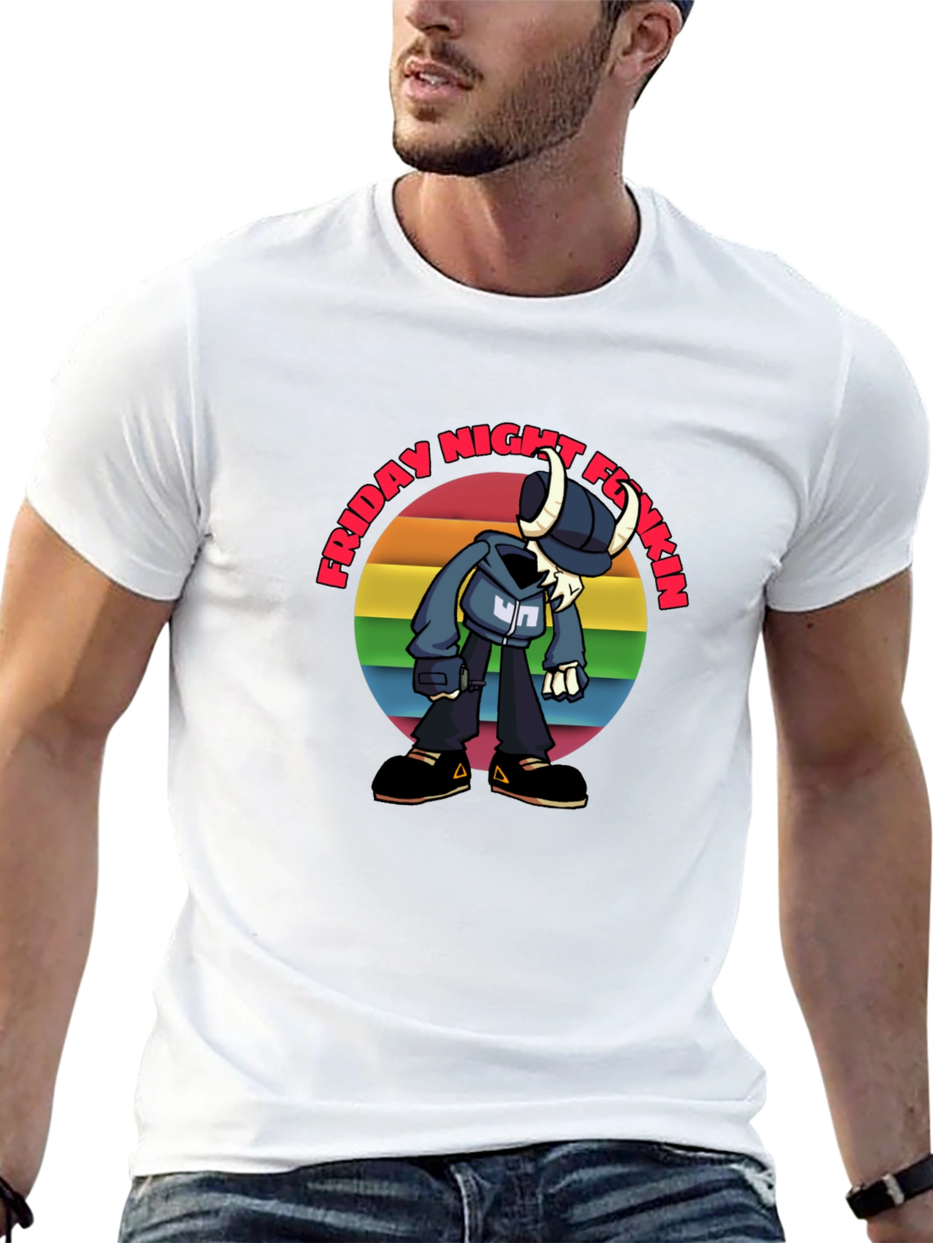 Friday Night Funkin Tabi Rainbow Graphic T-Shirt