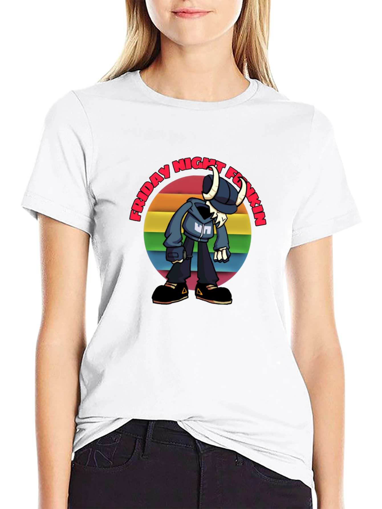 Friday Night Funkin Tabi Rainbow Graphic T-Shirt