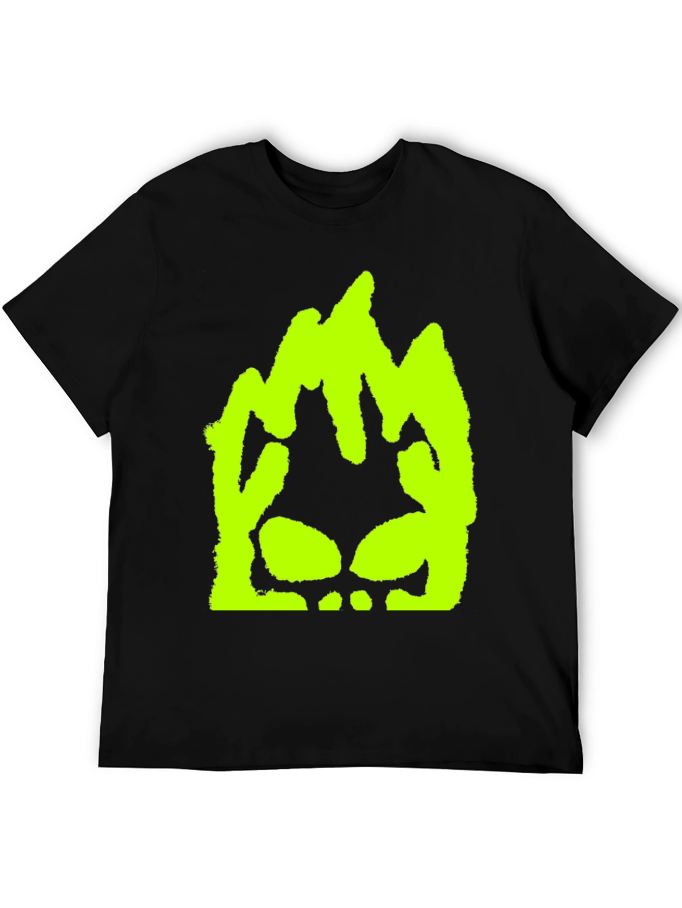 Neon Green Skull Graphic Black T-Shirt