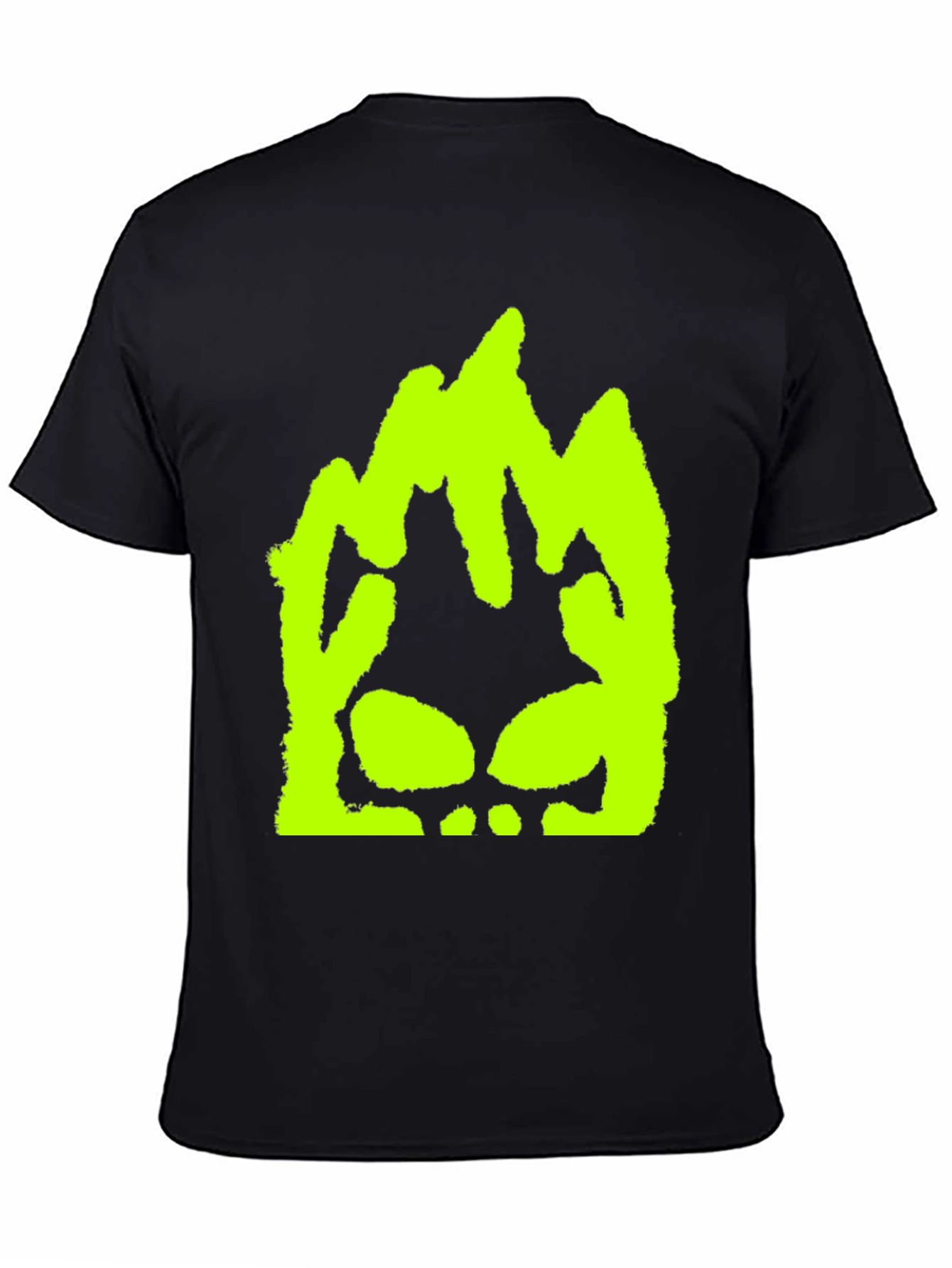 Neon Green Skull Graphic Black T-Shirt