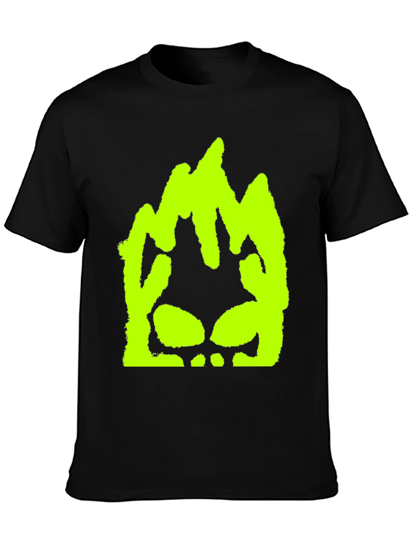 Neon Green Skull Graphic Black T-Shirt