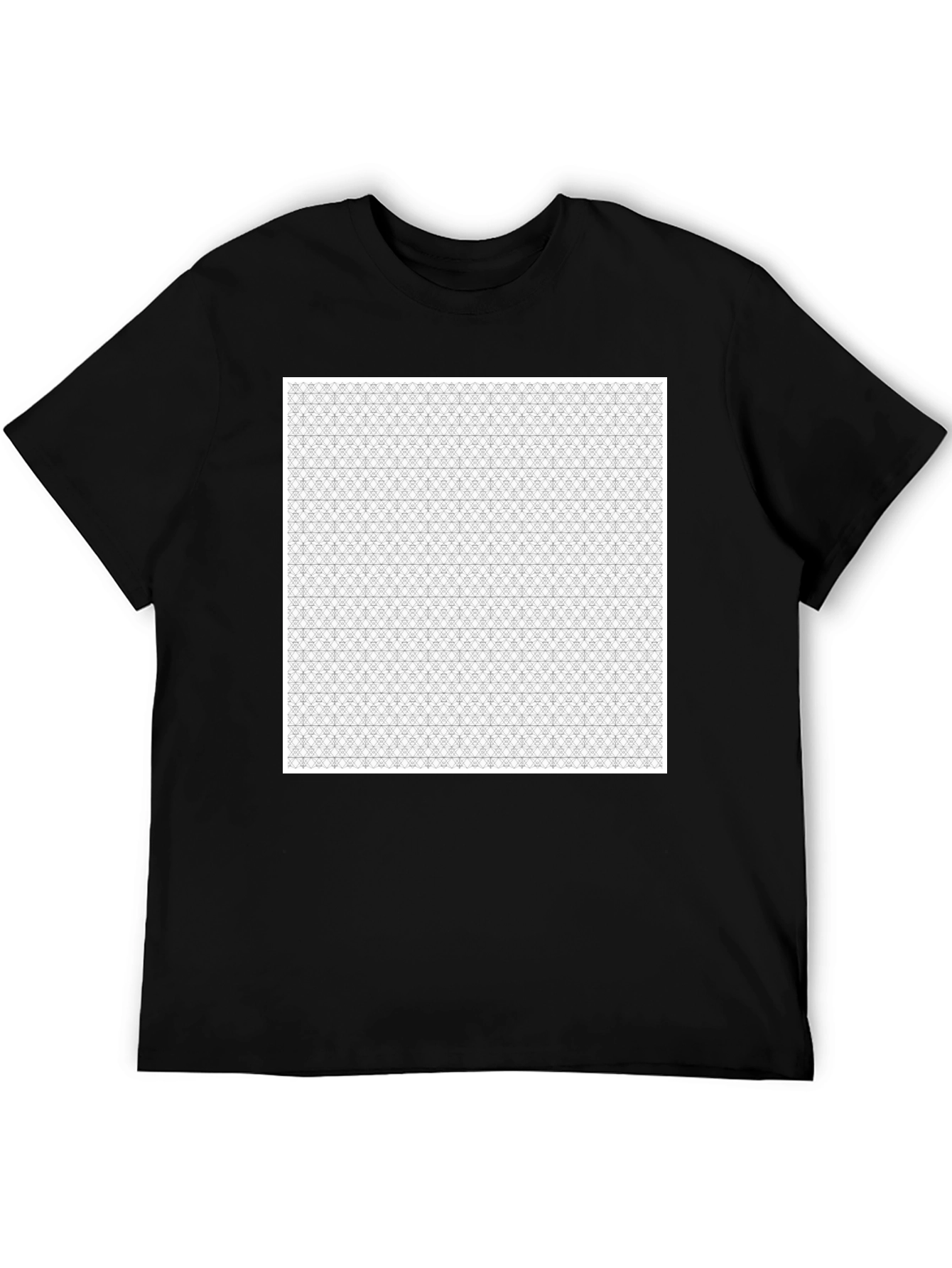 Black Patterned Crew Neck T-Shirt