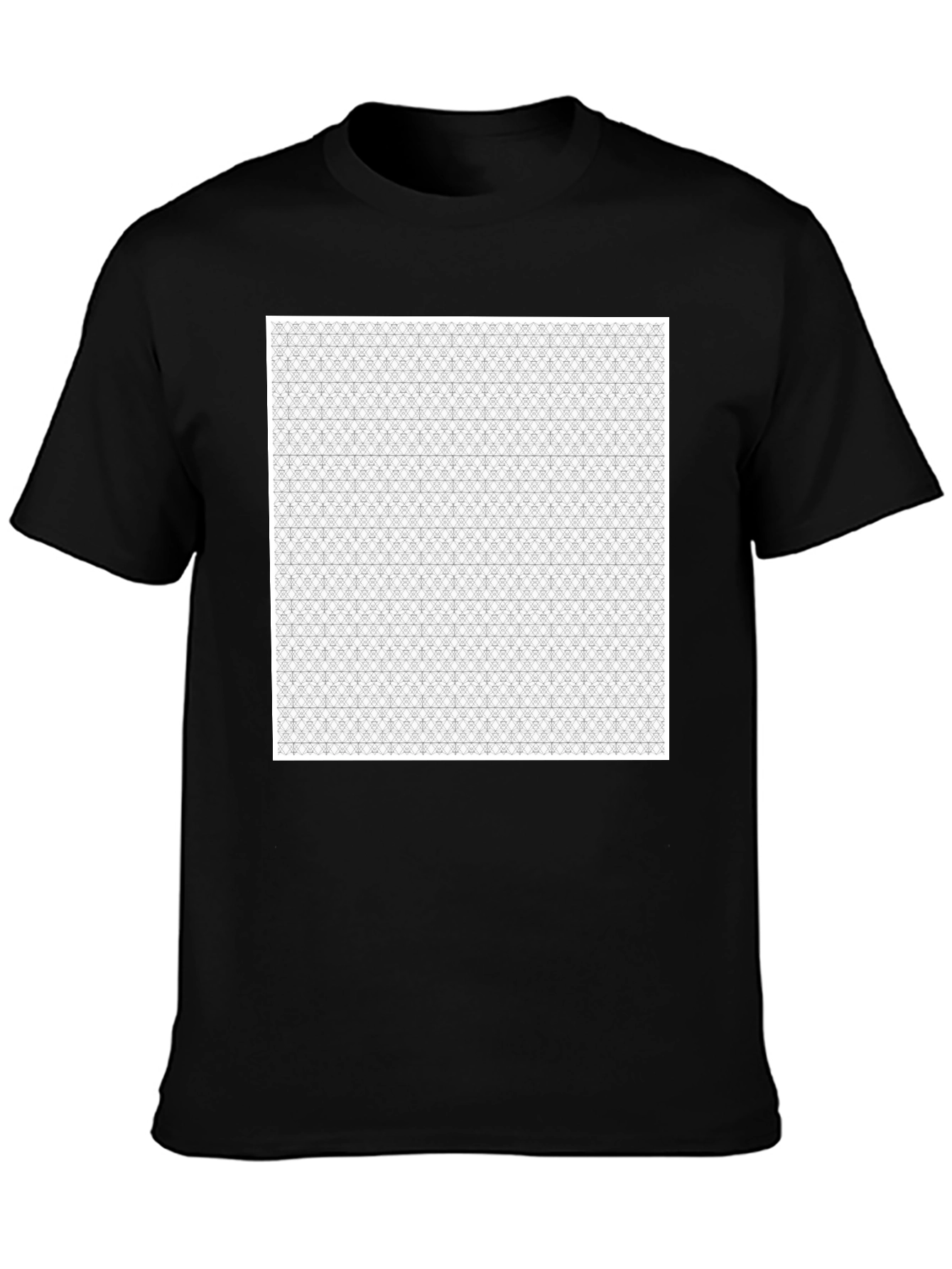 Black Patterned Crew Neck T-Shirt