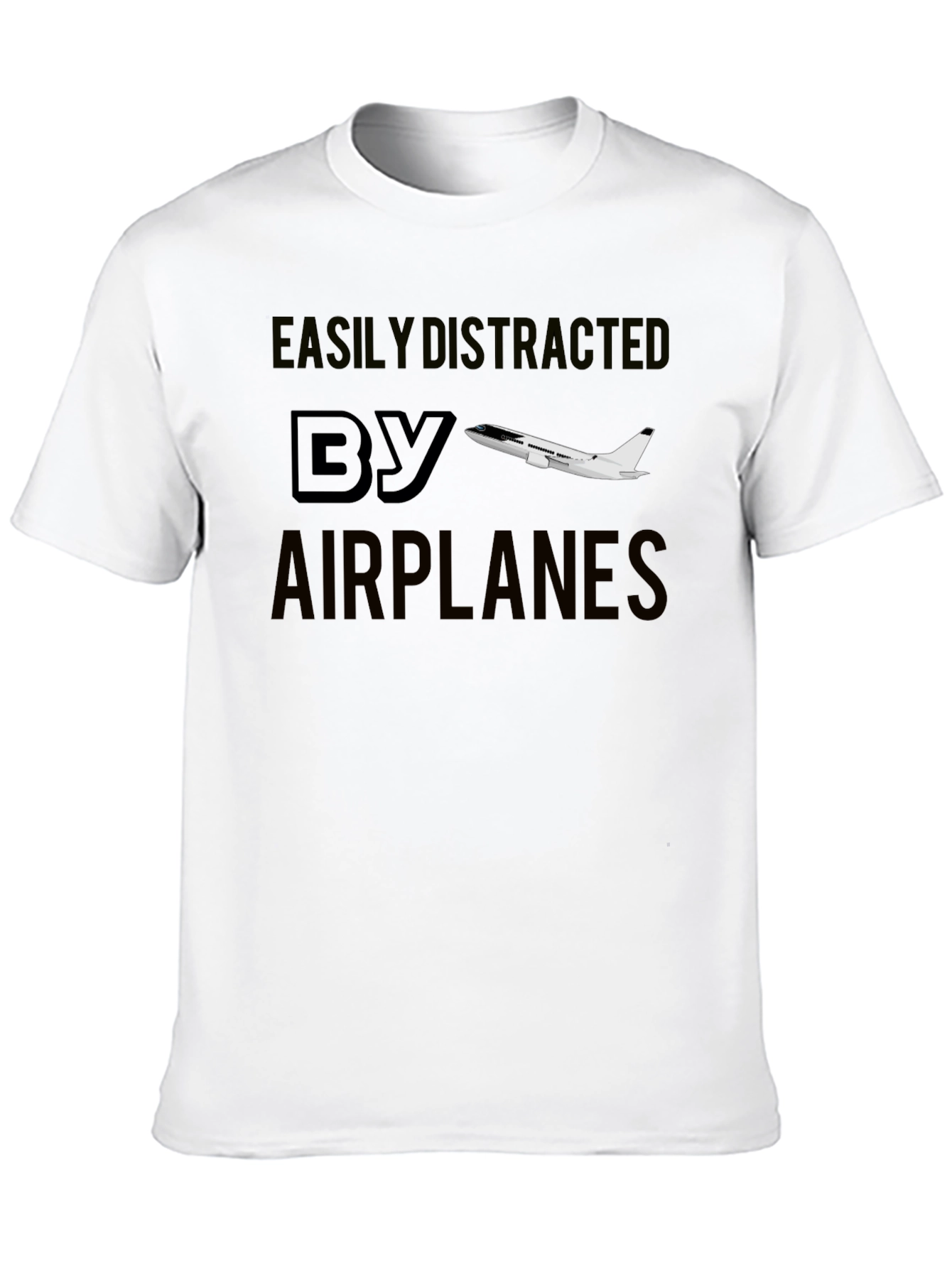 Easily Distracted By Airplanes Black T-Shirt