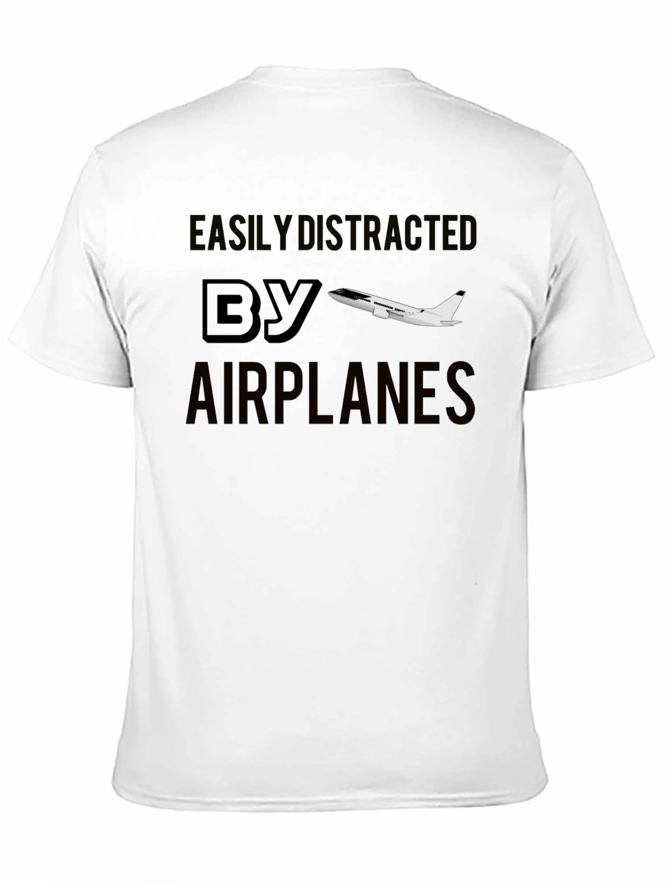 Easily Distracted By Airplanes Black T-Shirt