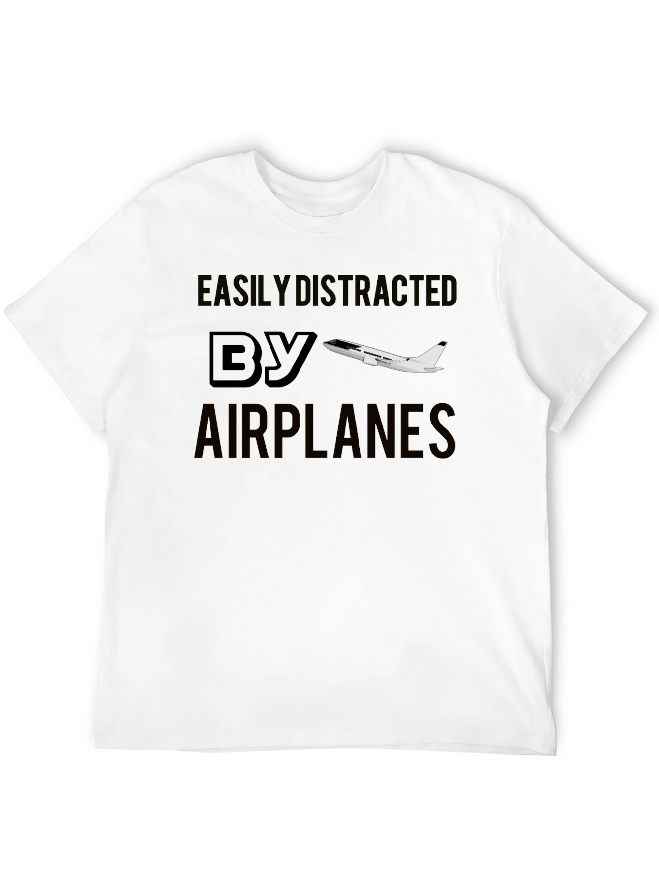 Easily Distracted By Airplanes Black T-Shirt