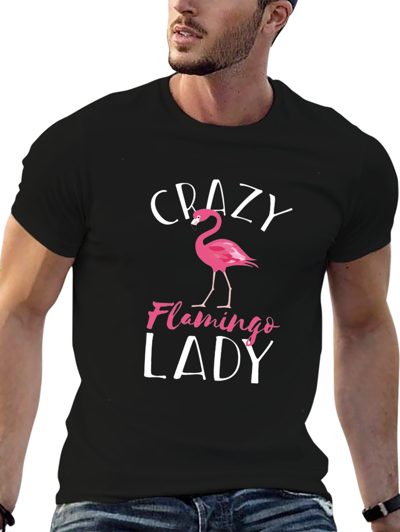 Crazy Flamingo Lady Graphic T-Shirt