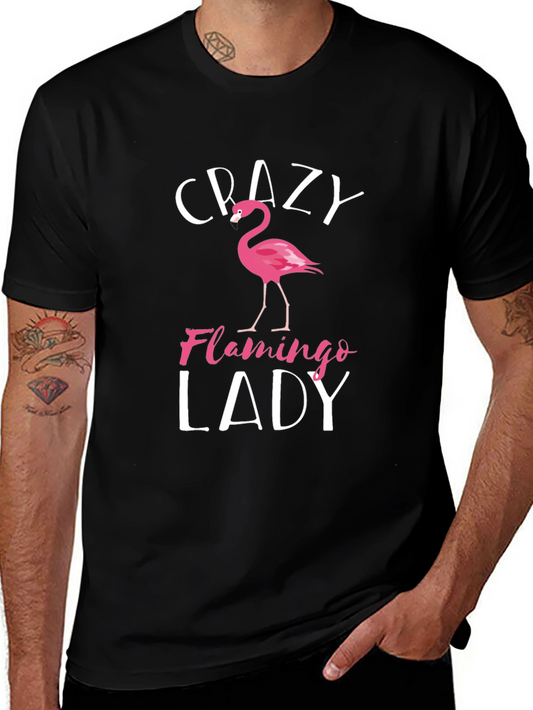 Crazy Flamingo Lady Graphic T-Shirt