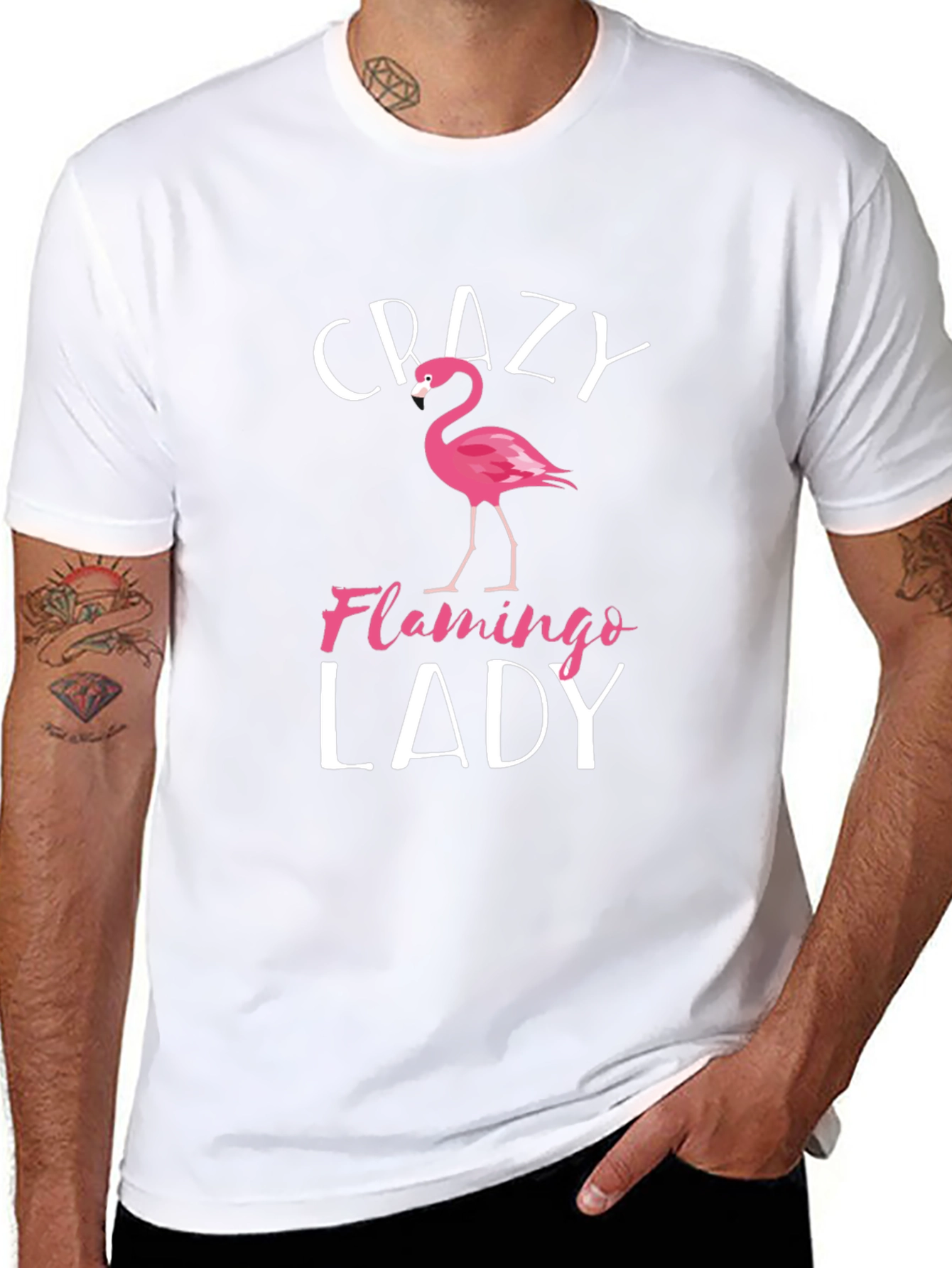 Crazy Flamingo Lady Graphic T-Shirt