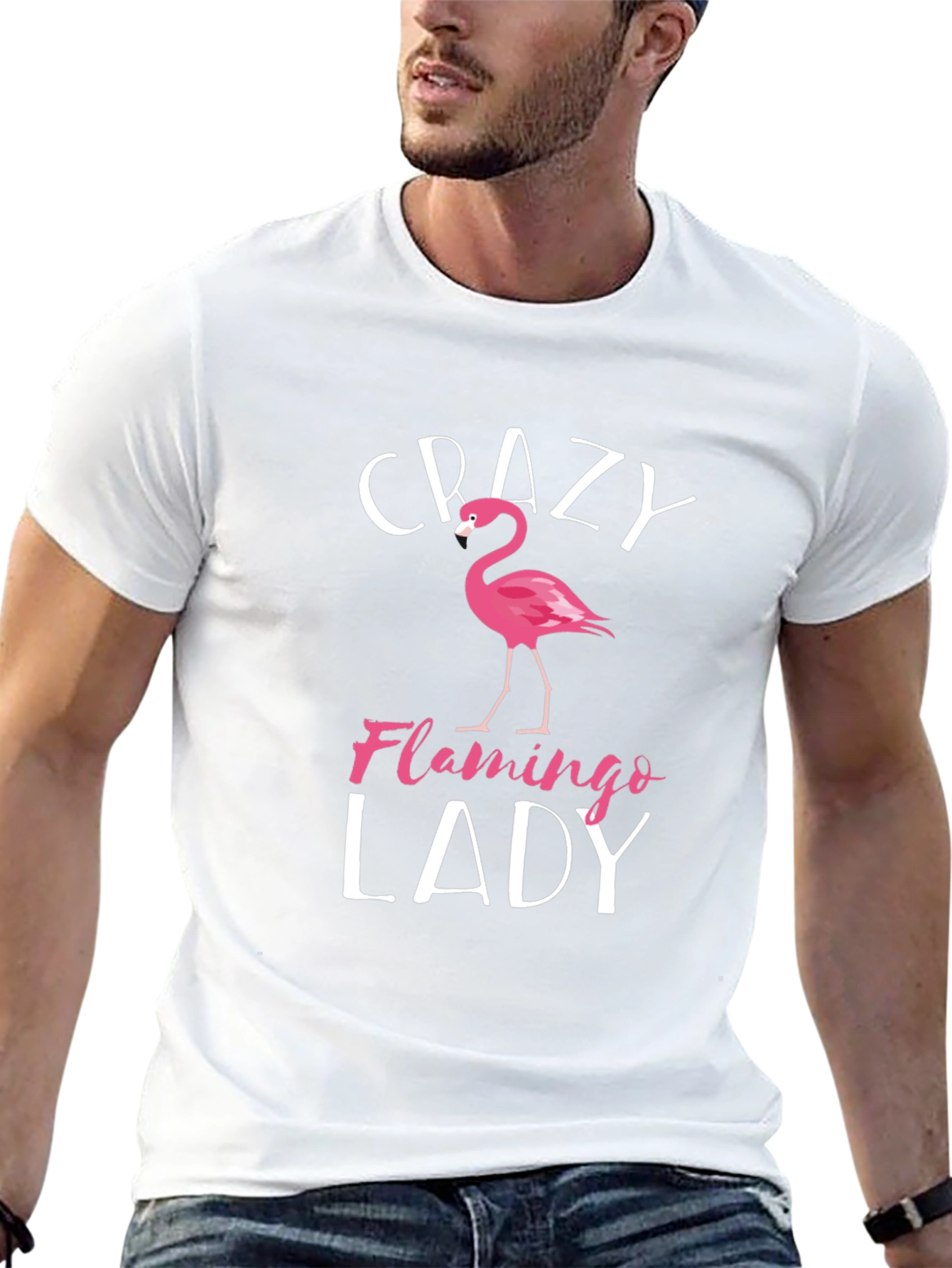 Crazy Flamingo Lady Graphic T-Shirt