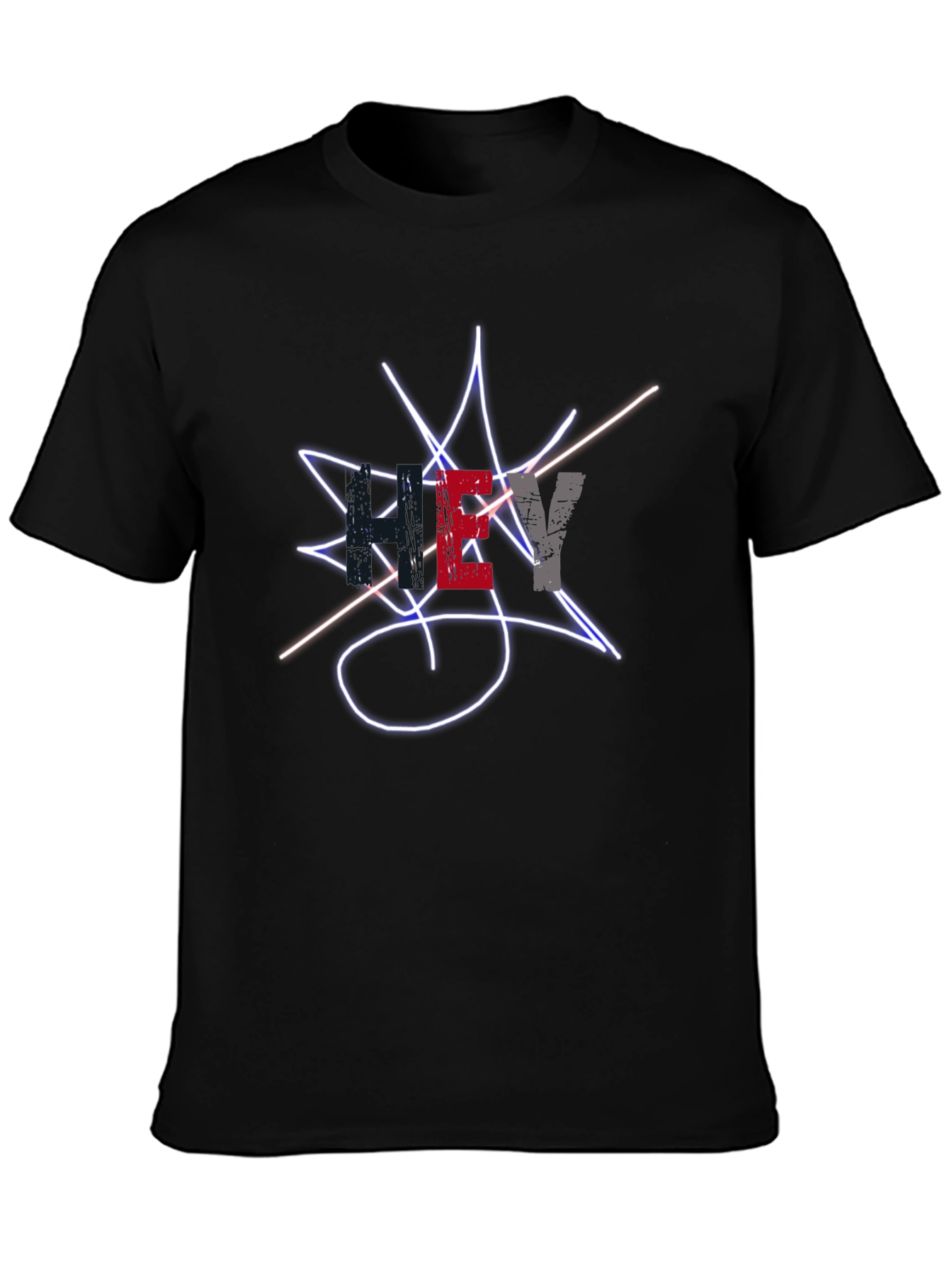 Mens Black Graphic Tee - Street Style Design