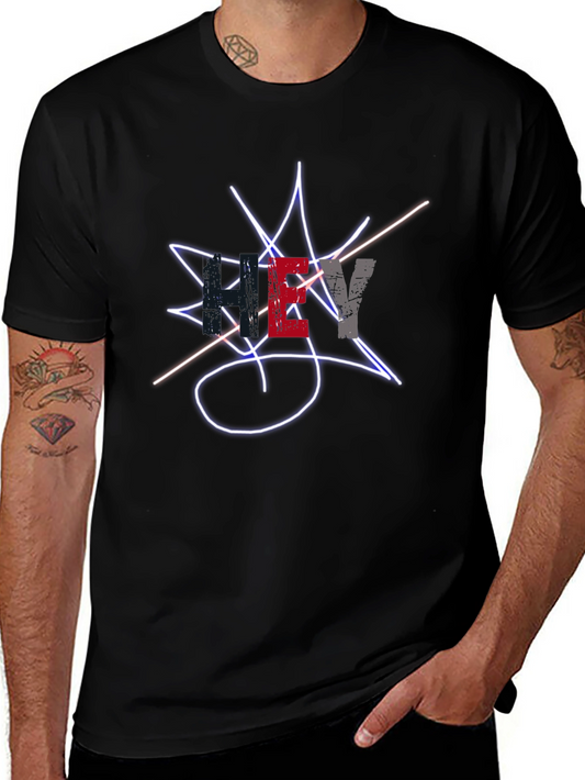 Mens Black Graphic Tee - Street Style Design