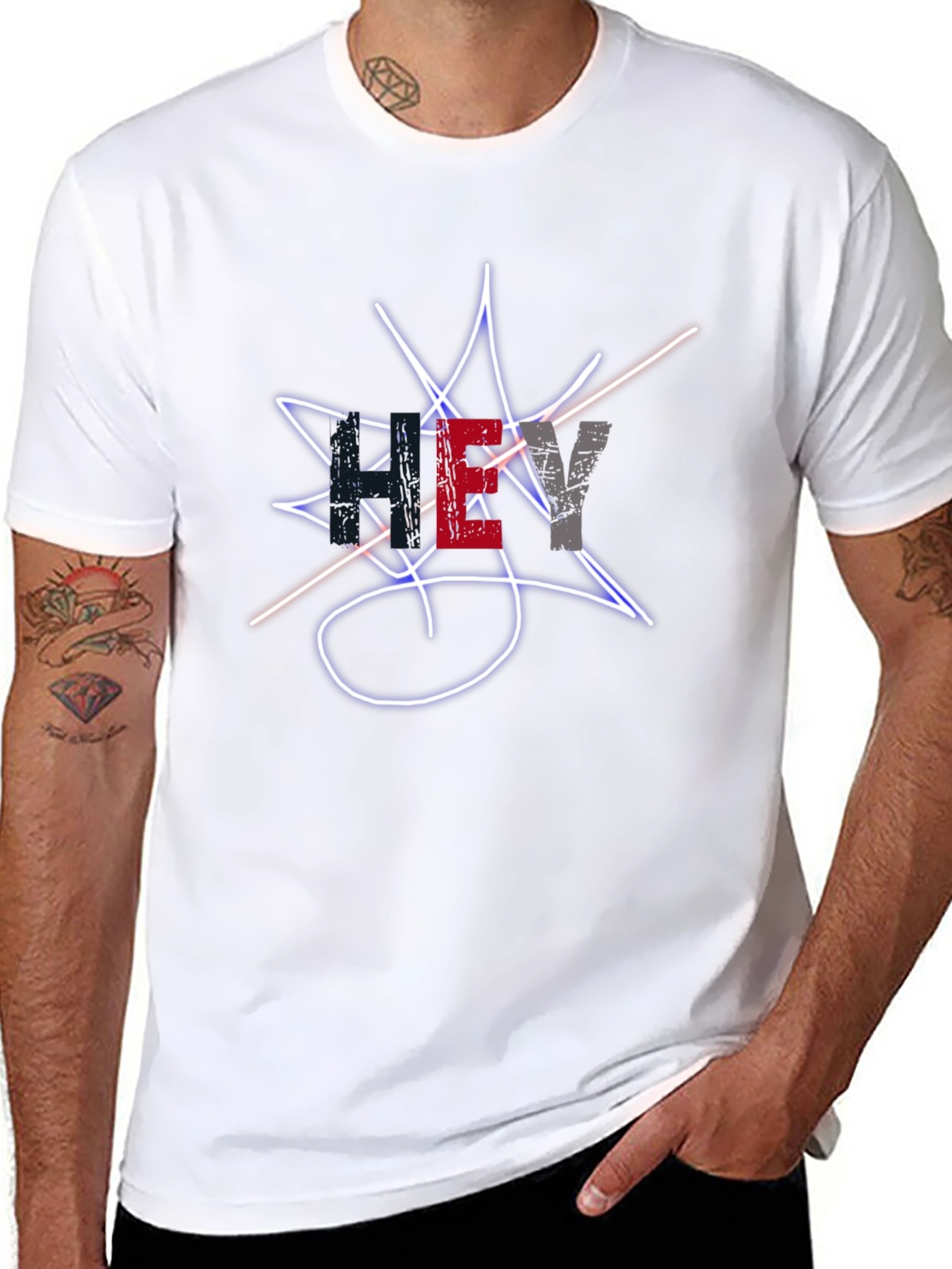 Mens Black Graphic Tee - Street Style Design