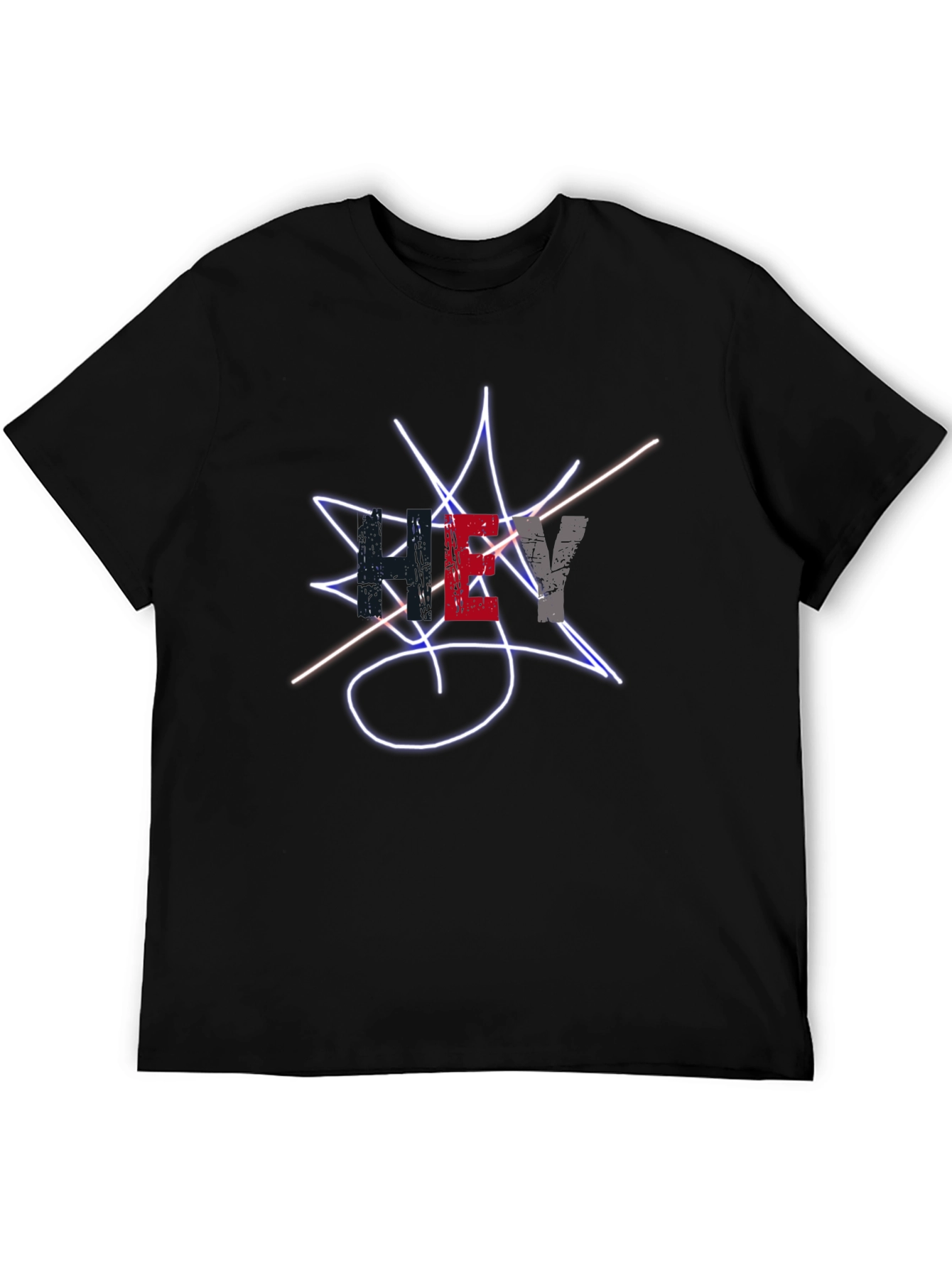 Mens Black Graphic Tee - Street Style Design