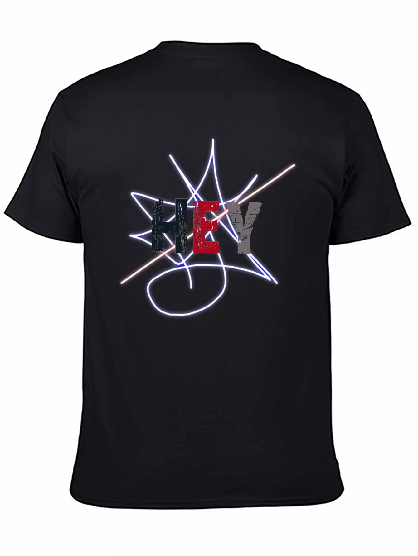 Mens Black Graphic Tee - Street Style Design