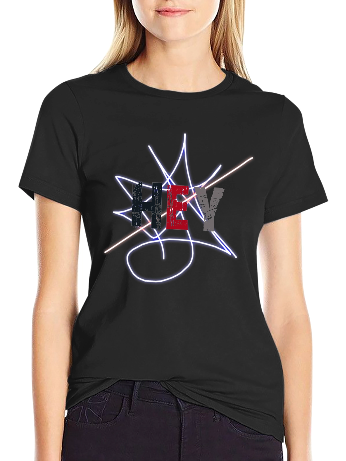 Mens Black Graphic Tee - Street Style Design