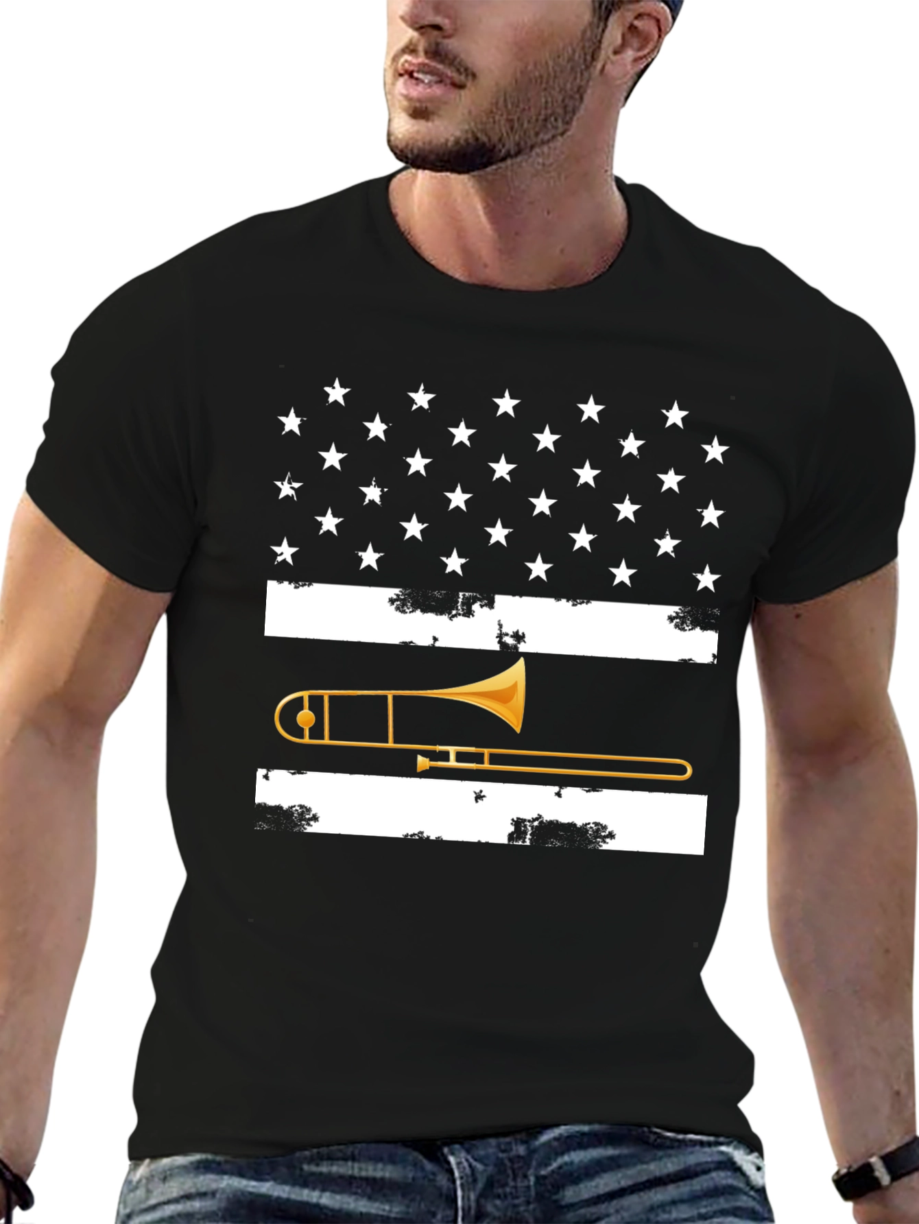 Trombone USA Flag Graphic Tee - Black