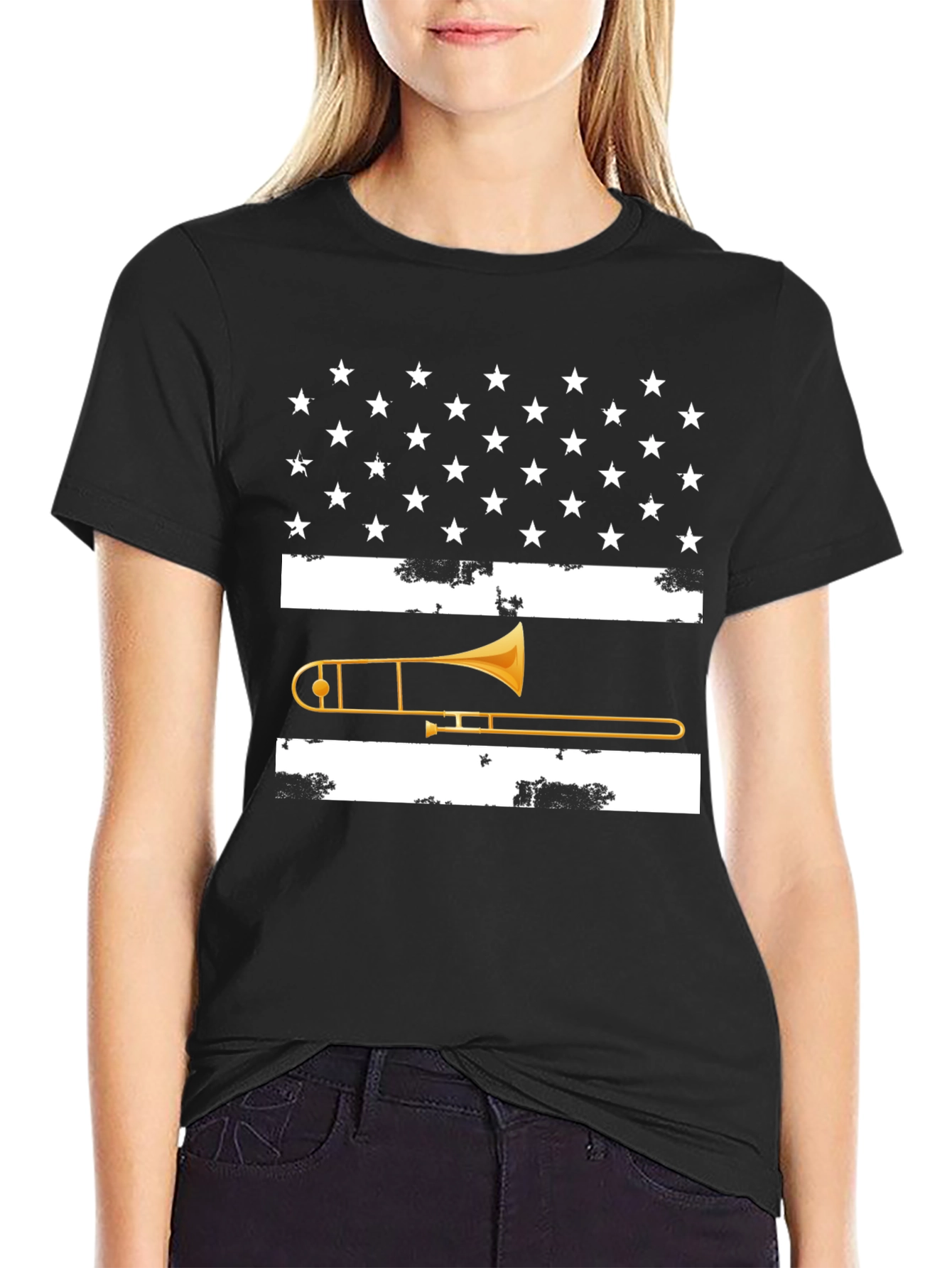 Trombone USA Flag Graphic Tee - Black