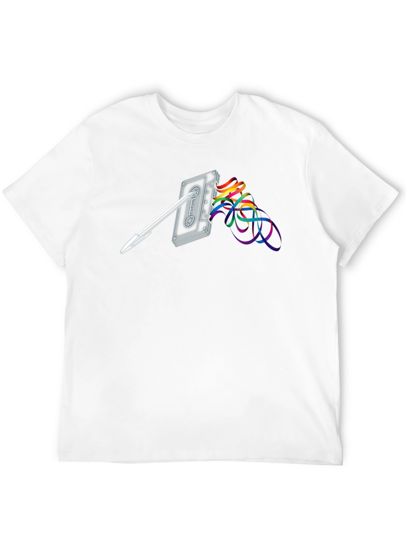 Retro Cassette Tape & Pen Graphic T-Shirt