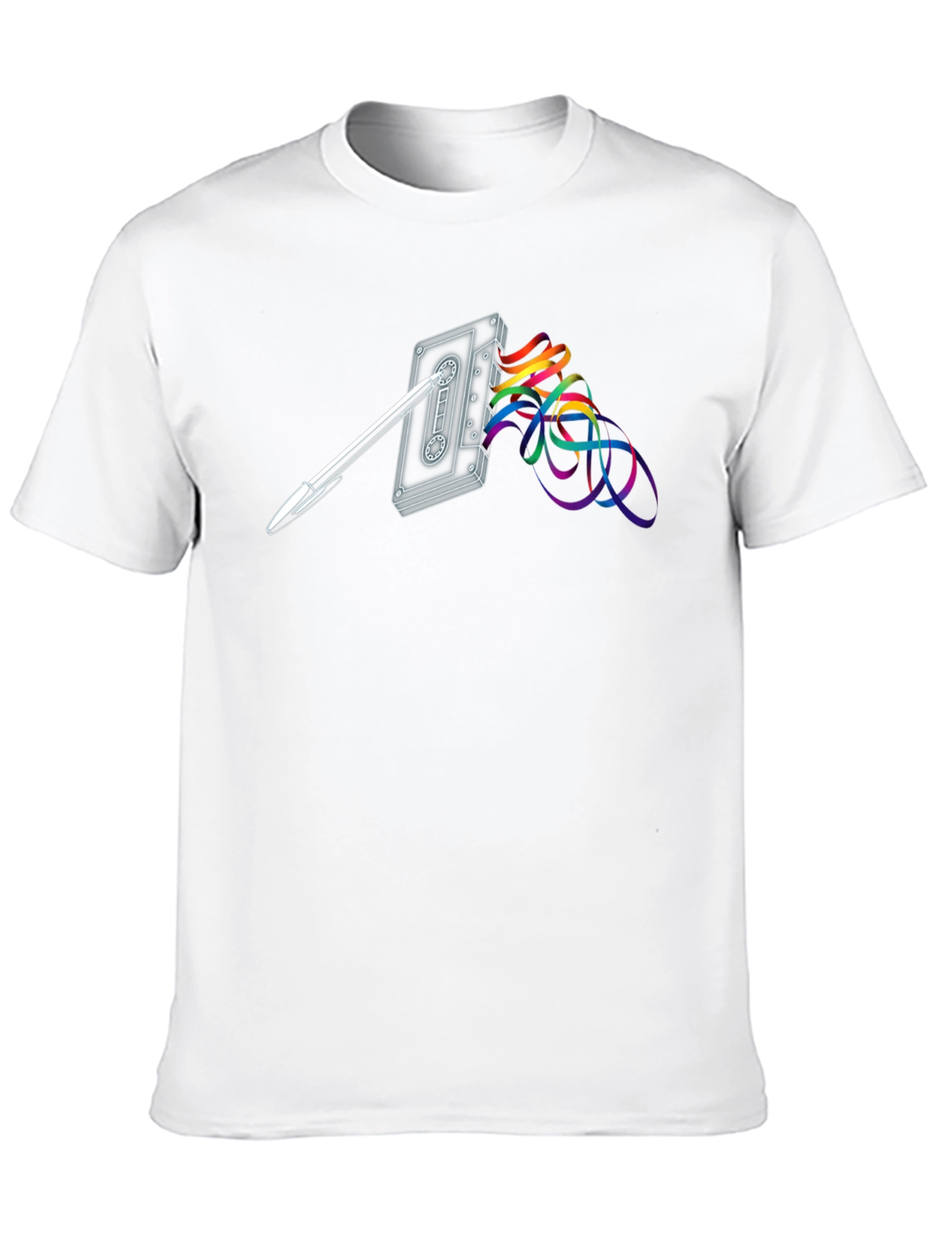 Retro Cassette Tape & Pen Graphic T-Shirt