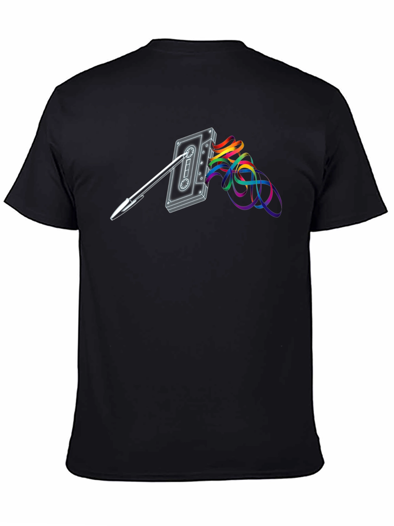 Retro Cassette Tape & Pen Graphic T-Shirt