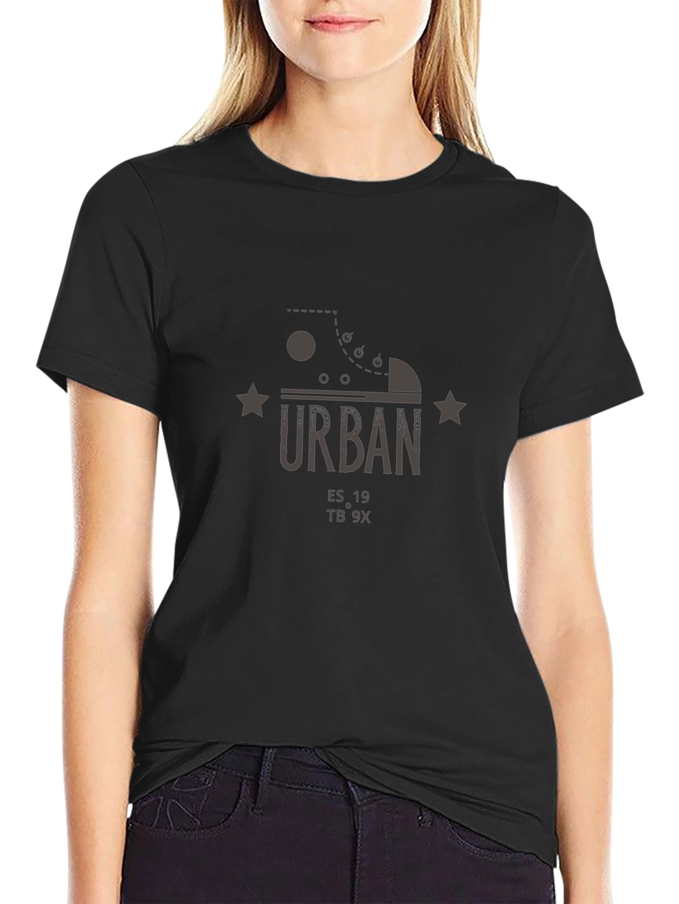 Urban Graphic Print Black T-Shirt
