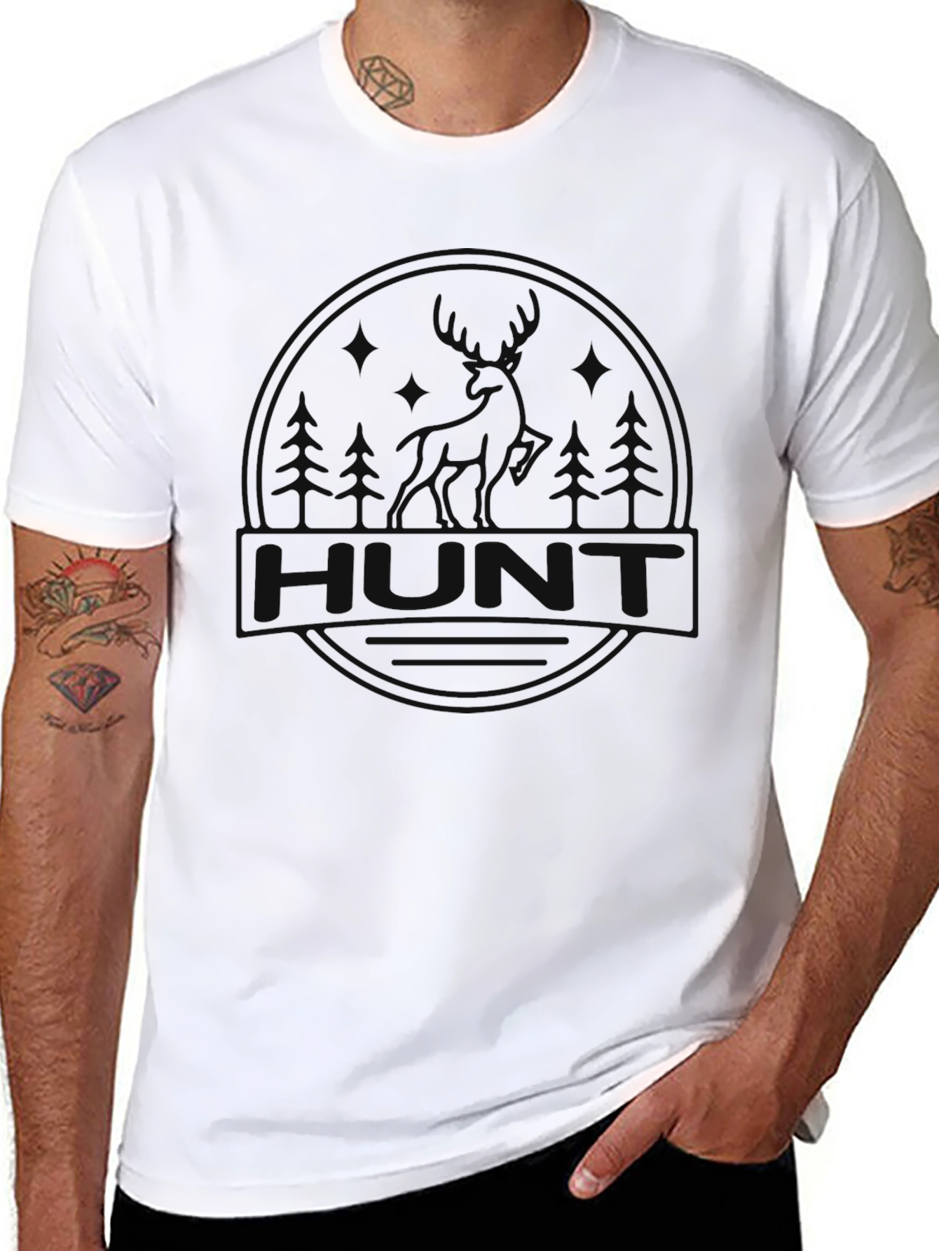 Mens Black Hunt Graphic T-Shirt