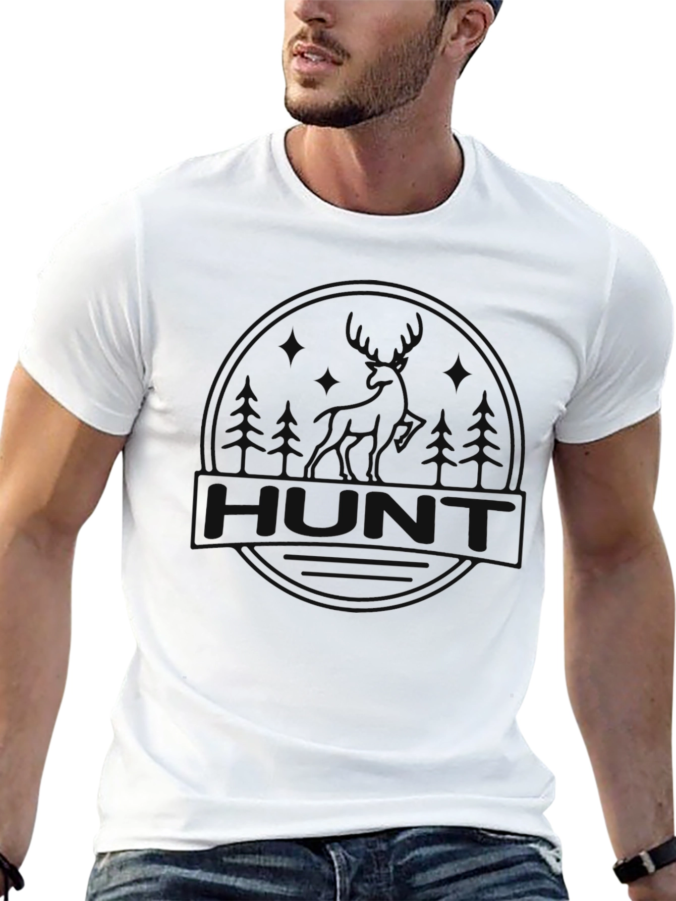 Mens Black Hunt Graphic T-Shirt
