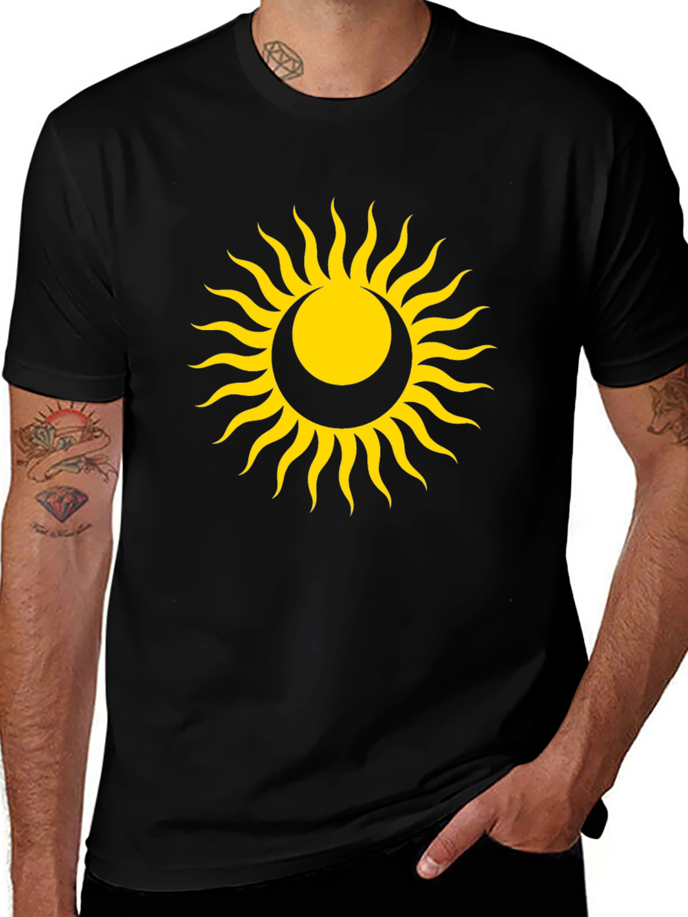 Sun and Moon Graphic Tee - Unisex Black T-Shirt