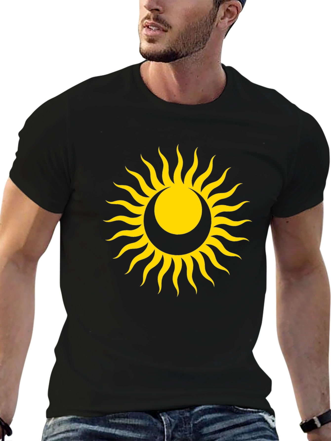Sun and Moon Graphic Tee - Unisex Black T-Shirt
