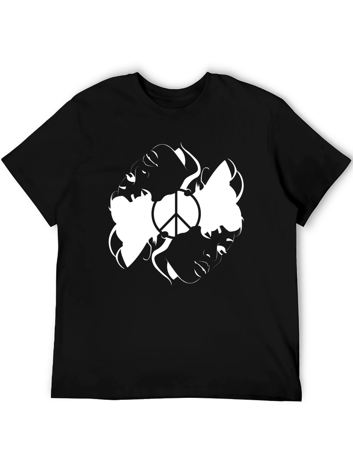 Peace Faces Graphic Tee - Stylish Black T-Shirt
