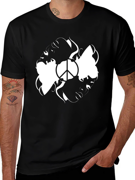Peace Faces Graphic Tee - Stylish Black T-Shirt