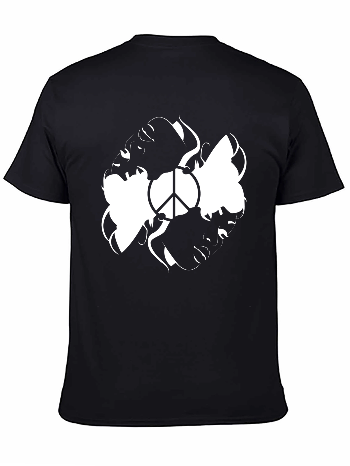 Peace Faces Graphic Tee - Stylish Black T-Shirt