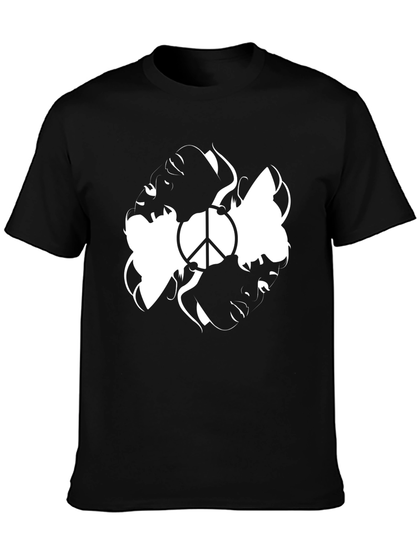 Peace Faces Graphic Tee - Stylish Black T-Shirt