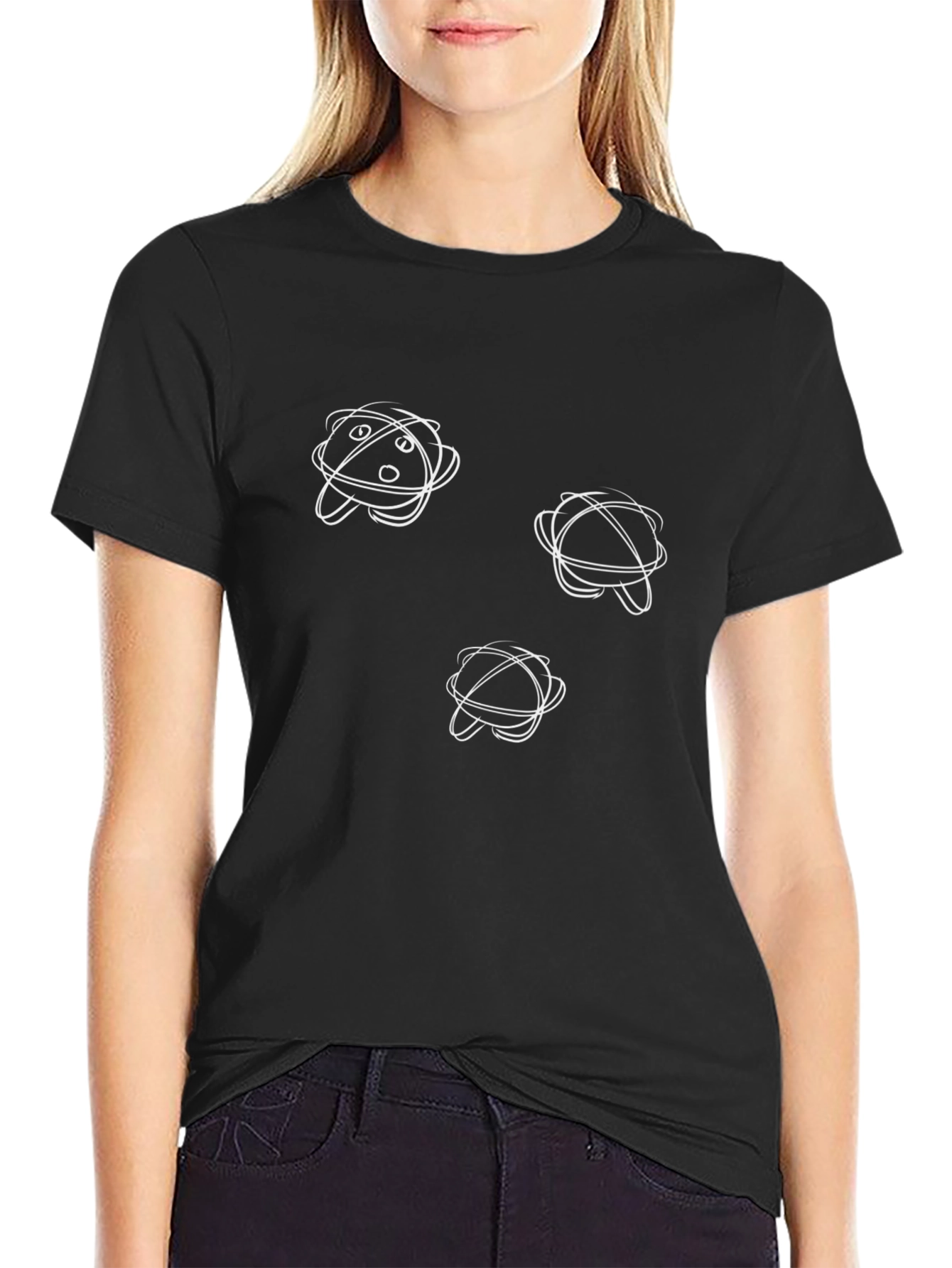 Abstract Graphic Print Black Crew Neck T-Shirt