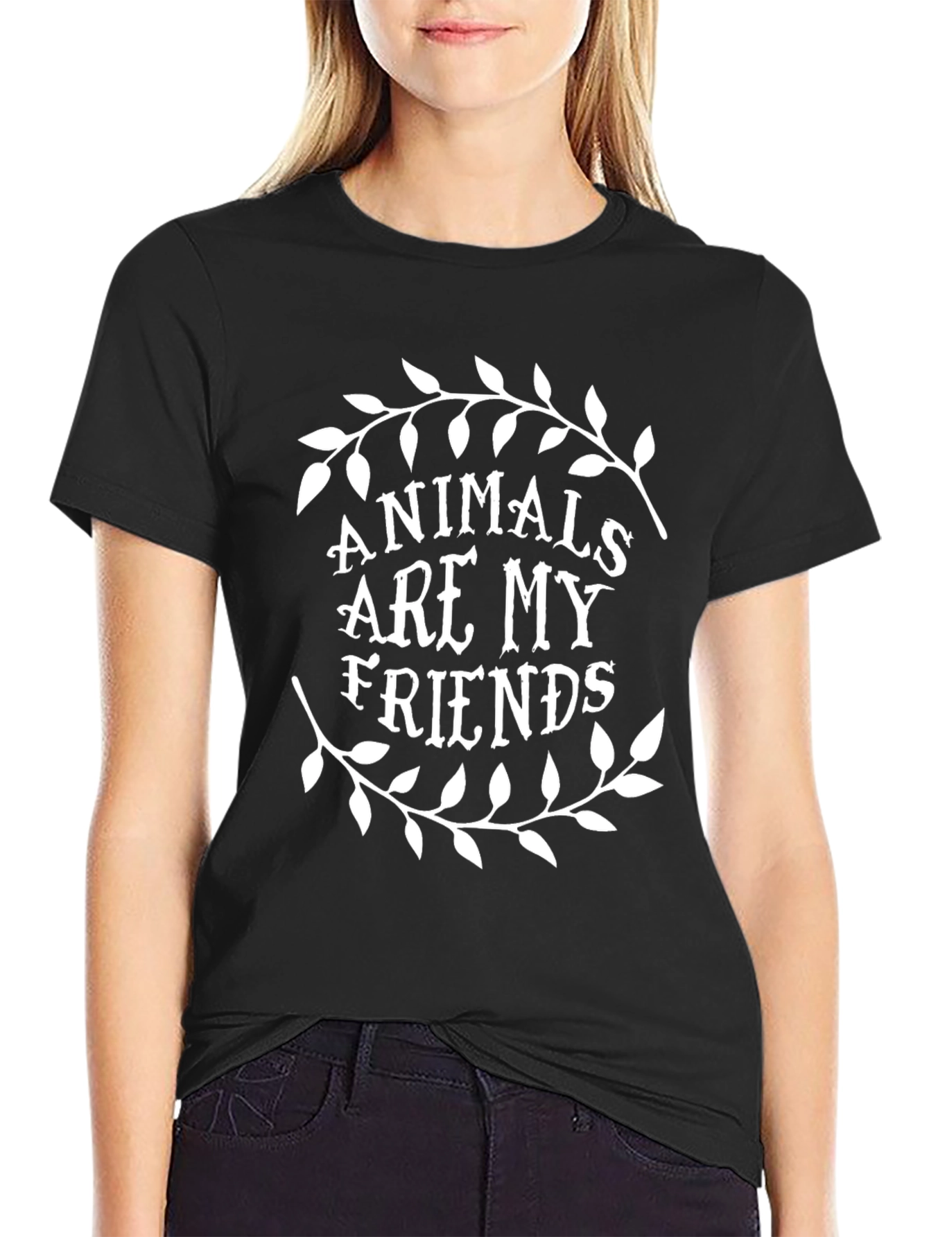 Animals Are My Friends Graphic Tee - Black