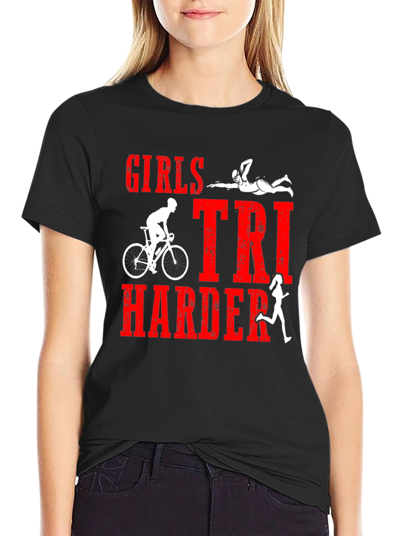Girls Tri Harder Triathlon T-Shirt