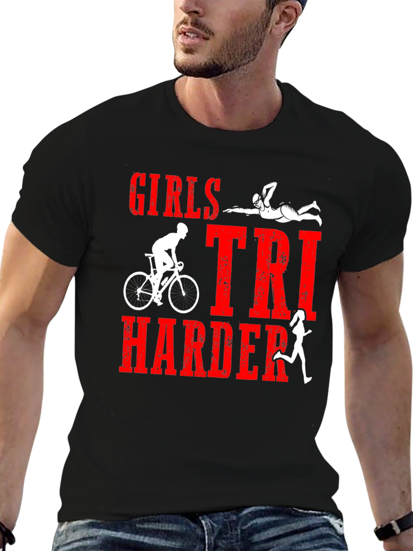Girls Tri Harder Triathlon T-Shirt