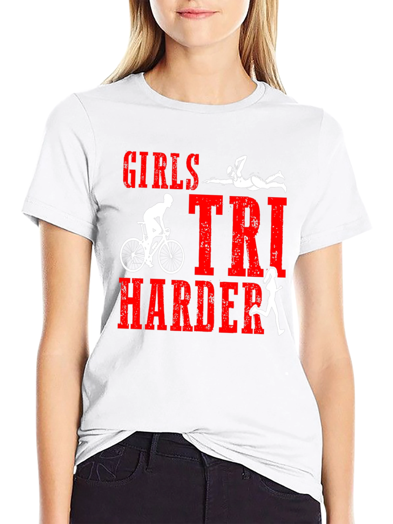 Girls Tri Harder Triathlon T-Shirt