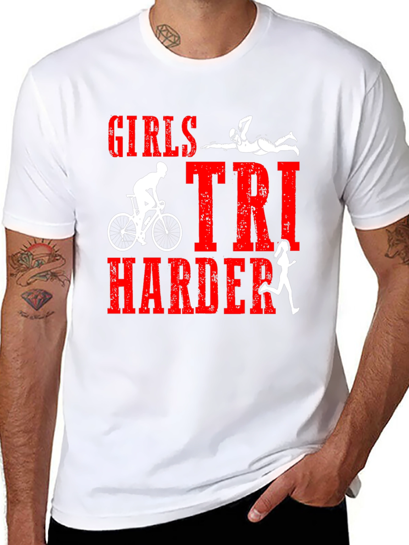 Girls Tri Harder Triathlon T-Shirt