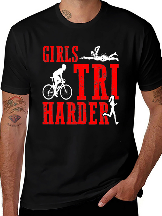 Girls Tri Harder Triathlon T-Shirt